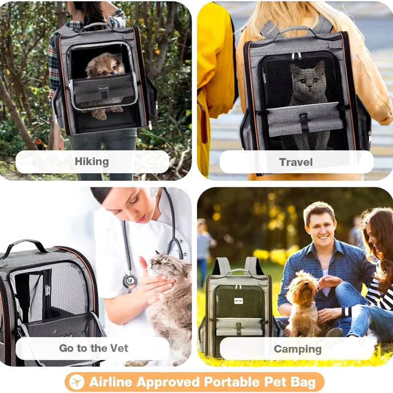 Chic and Versatile Expandable Cat & Dog Backpack - Your Pet's New Favorite Adventure Companion