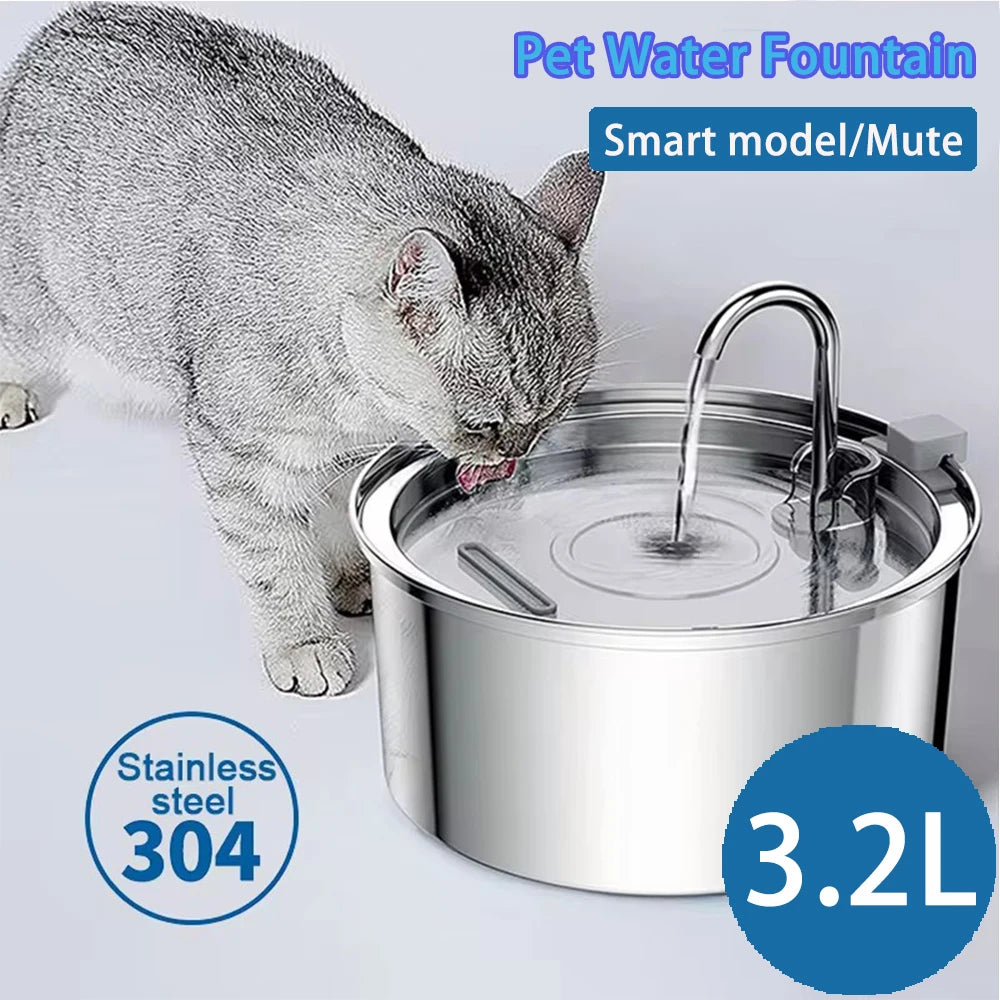 Revolutionary Stainless Steel Cat Water Fountain - Automatic Pet Drinker and Feeder for Healthy Hydration