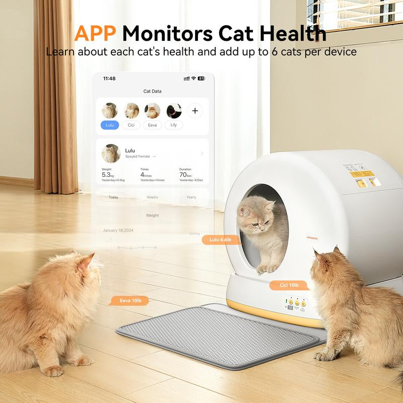Revolutionize Your Cat Care with the Meowant SC01 Smart Self-Cleaning Litter Box – The Ultimate Odor-Free, App-Controlled Solution Featuring Safety Tech, Mat & Liner!