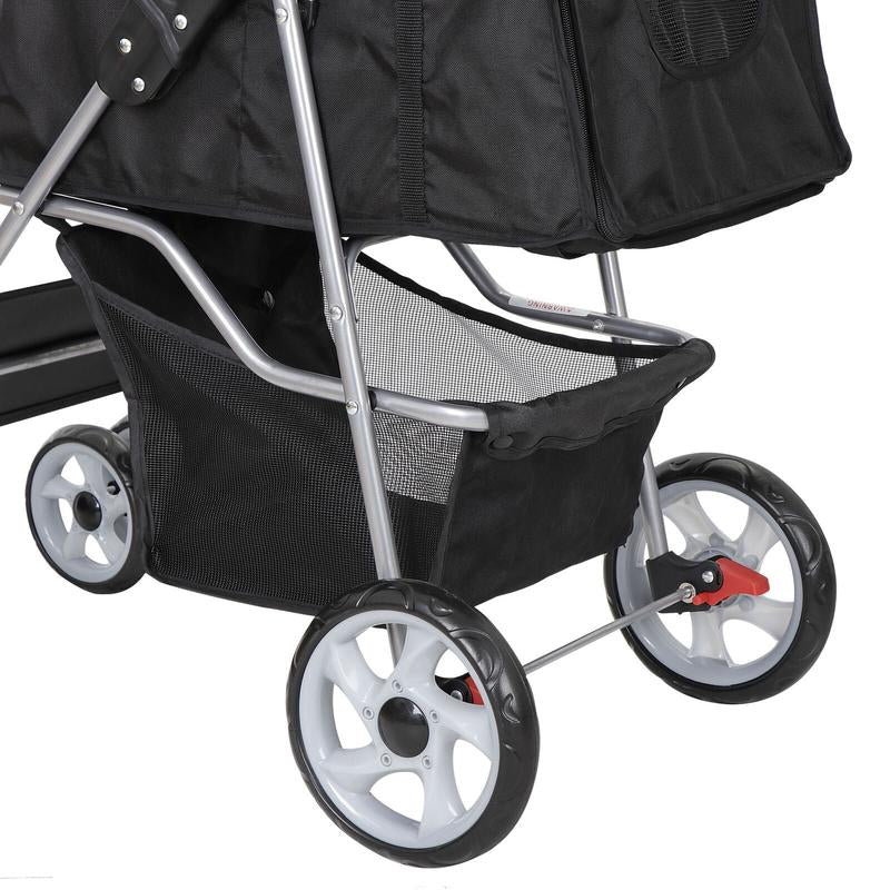 Elevate Your Pet's Adventure with the Stylish Segawe Foldable Dog Stroller - Black Travel Carriage & Detachable Carrier Cart