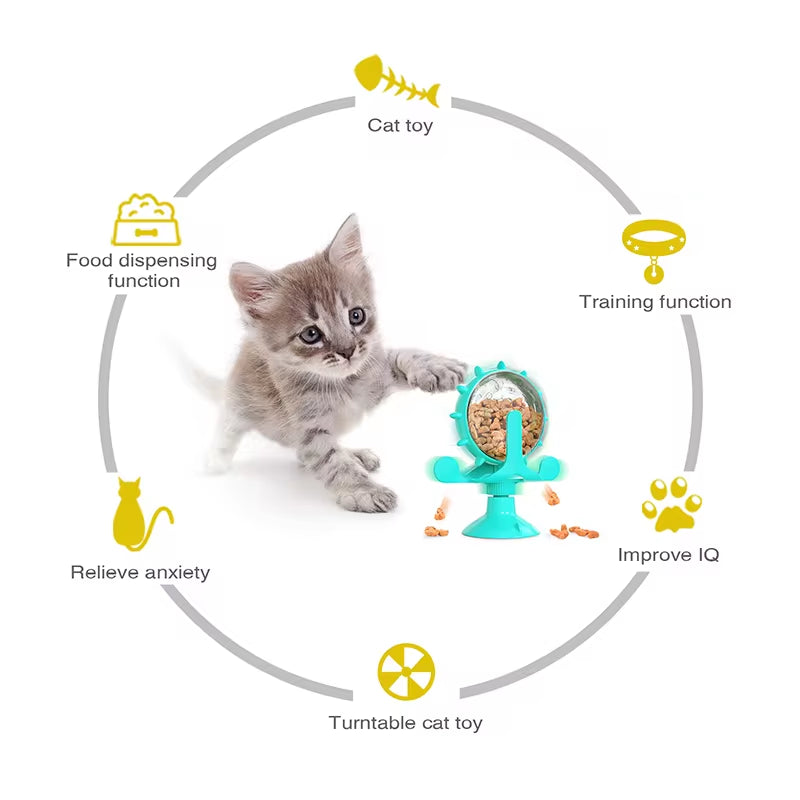 Engaging IQ-Boosting Treat Dispenser Toy for Cats & Small Dogs - Fun Rotatable Slow Feeder for Hours of Play!