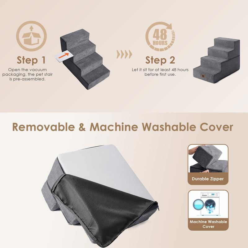 EHEYCIGA Multi-Step Dog Stairs - Safe and Sturdy Pet Steps for Easy Access to High Beds and Sofas
