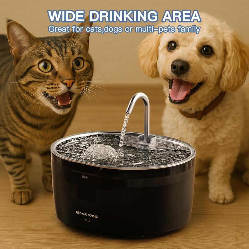 Upgrade Your Cat's Hydration with the Geoorood 3.2L Stainless Steel Water Fountain - Whisper-Quiet, Dual-Mode Design & LED Alerts for Optimal Refreshment!