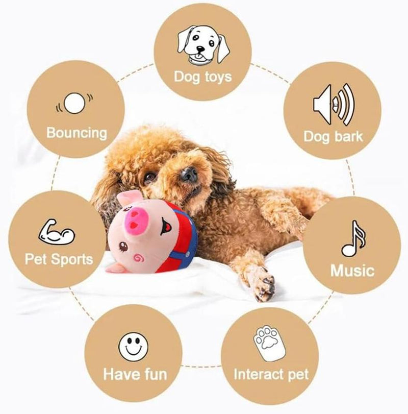 Interactive Moving Plush Toy for Dogs - EVERBETTERUS USB Rechargeable Cartoon Pig Dog Toy with Sound, Music & Washable Cover - Perfect for Keeping Your Pet Engaged and Entertained!