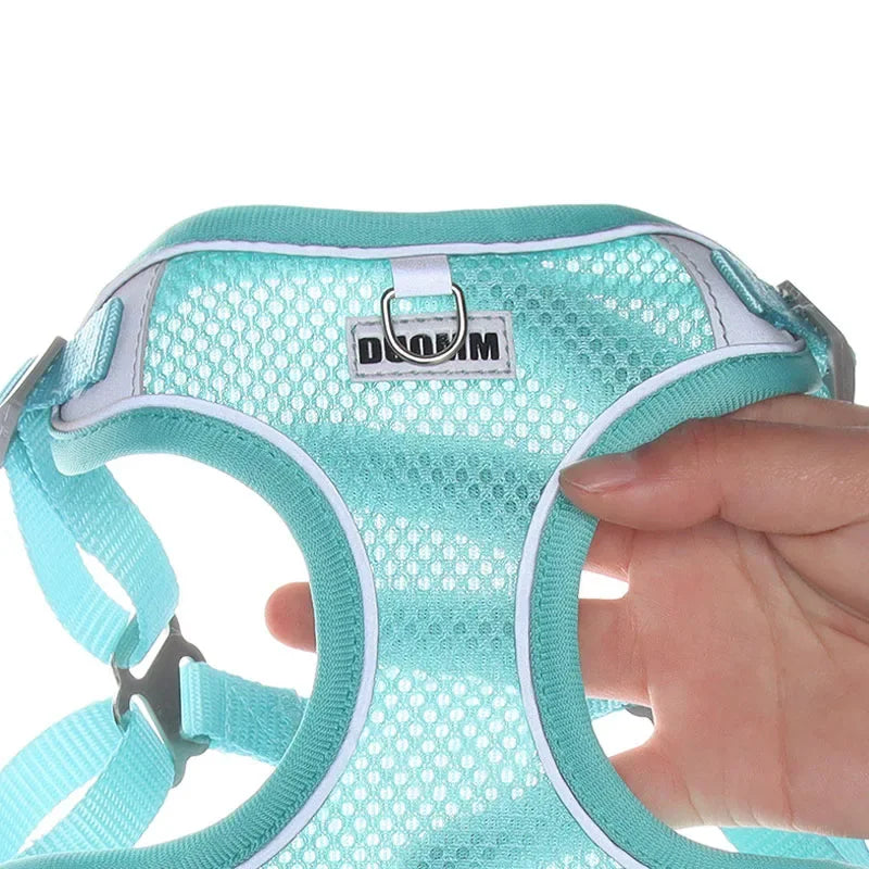 Comfortable and Reflective Dog Harness Leash Set for Small to Medium Dogs - Perfect for Outdoor Walks with Your Chihuahua or Cat!