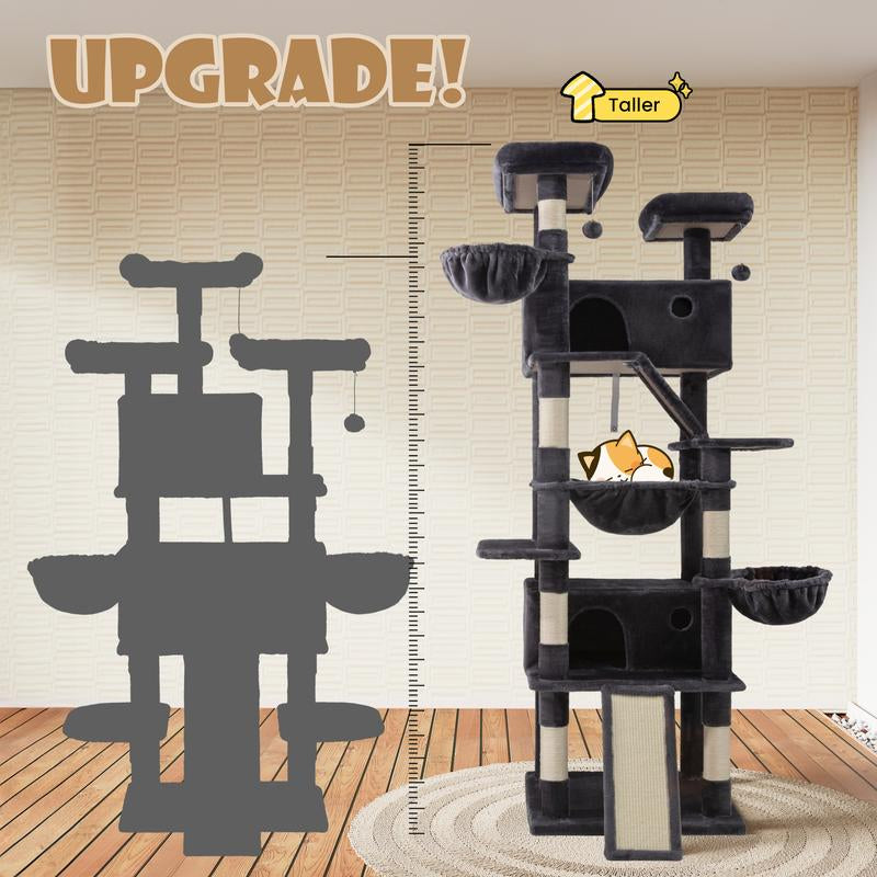 Transform Your Cat's World: SHA CERLIN 81" Luxury Multi-Level Cat Tree Tower with Cozy Perches, Hammock & Durable Sisal Scratching Posts β The Ultimate Indoor Playground for Happy Felines!