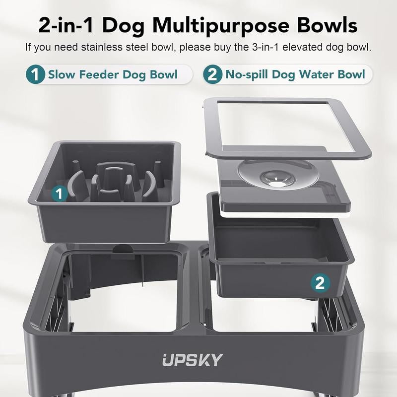 Elevate Your Pet's Dining Experience: 2025 2-In-1 Adjustable Dog Bowls with Slow Feeder & No-Spill Design for Small to Medium Dogs