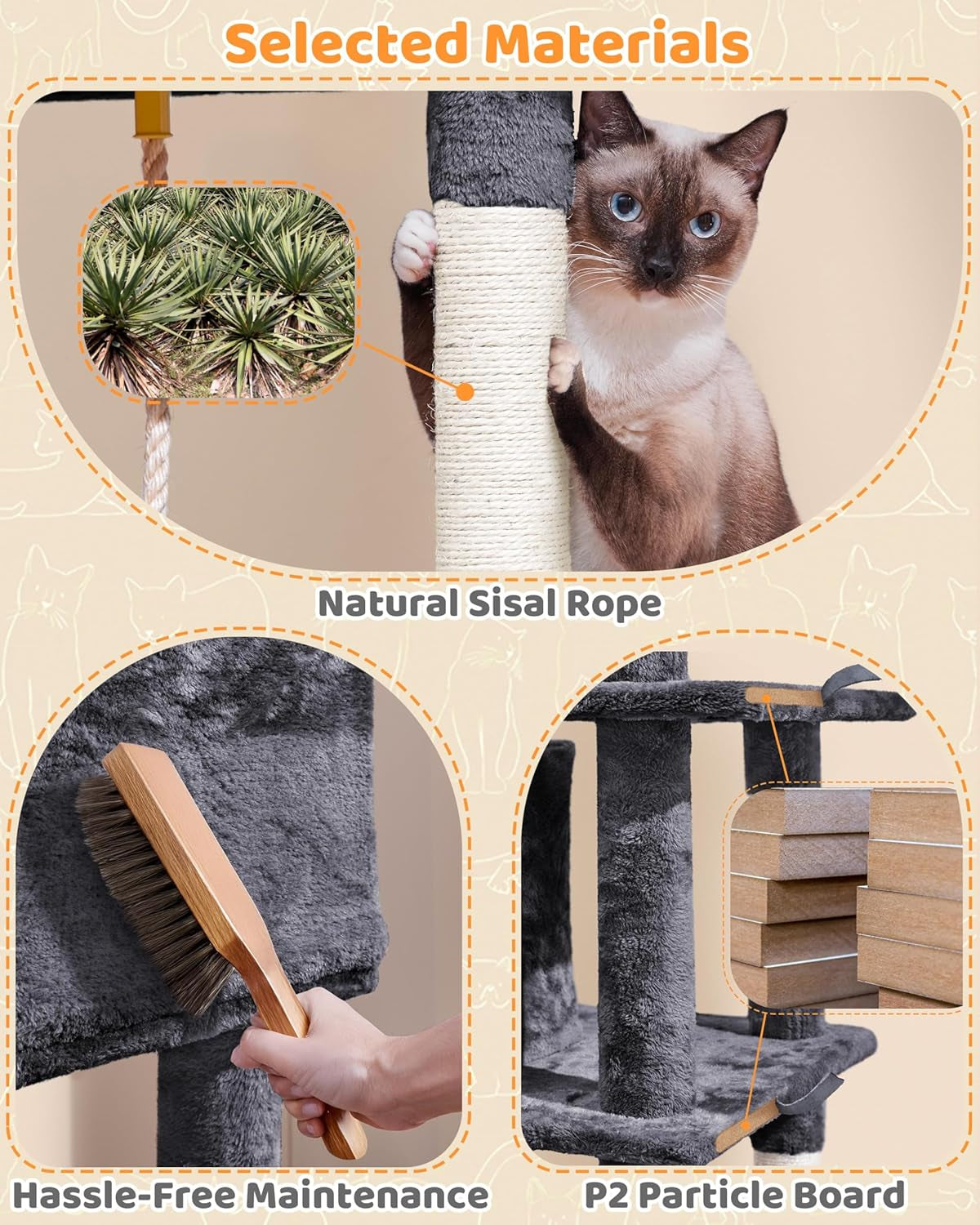 Delight Your Feline Friend with Our Spacious 63-Inch Multi-Level Cat Tree Featuring Sisal-Covered Scratching Posts, Cozy Condo, Hammock, and Interactive Dangling Ball for Ultimate Playtime and Relaxation