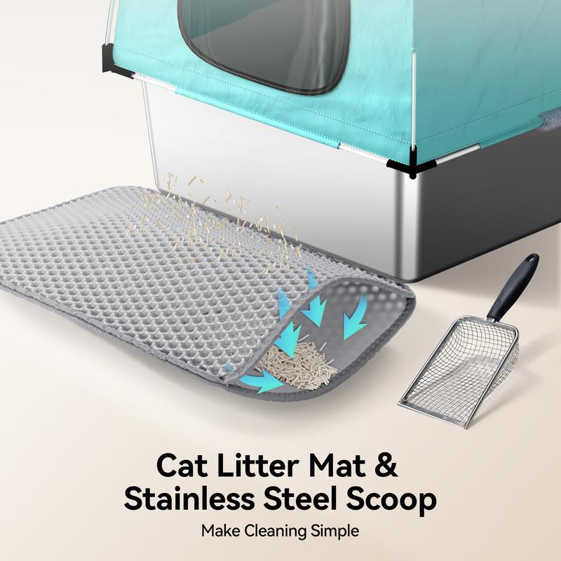 Transform Your Cat's Experience with the Meowant LB05 Premium 3-In-1 Stainless Steel Litter Box - Large Eco-Friendly Design Featuring Splash-Proof Odor Control and a Cozy Detachable Cover!