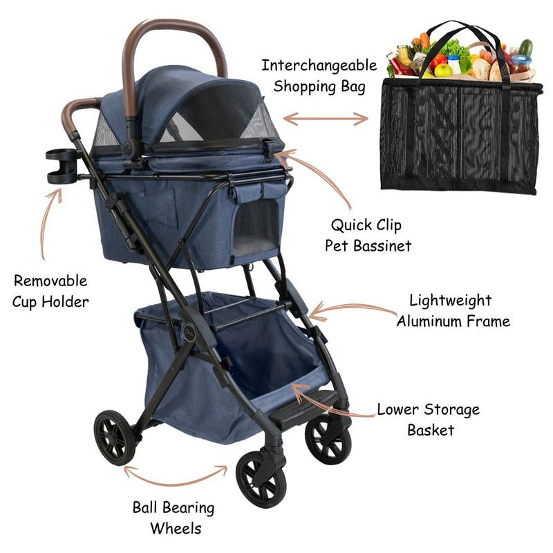 Strolee Luxury Pet Stroller V3 - Your Ultimate Travel Companion for Pets and Shopping!