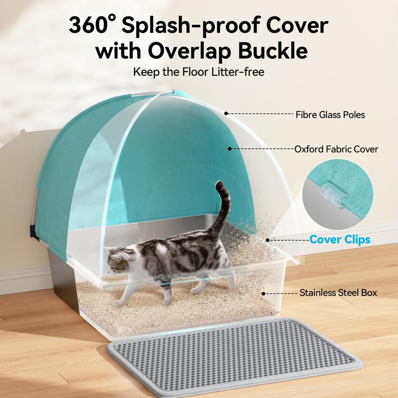 Transform Your Cat's Experience with the Meowant LB05 Premium 3-In-1 Stainless Steel Litter Box - Large Eco-Friendly Design Featuring Splash-Proof Odor Control and a Cozy Detachable Cover!