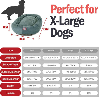 Indulge Your Pup: Luxurious 52-Inch Cozy Micro Velvet Dog Bed with Supportive Headrest in Elegant Azure