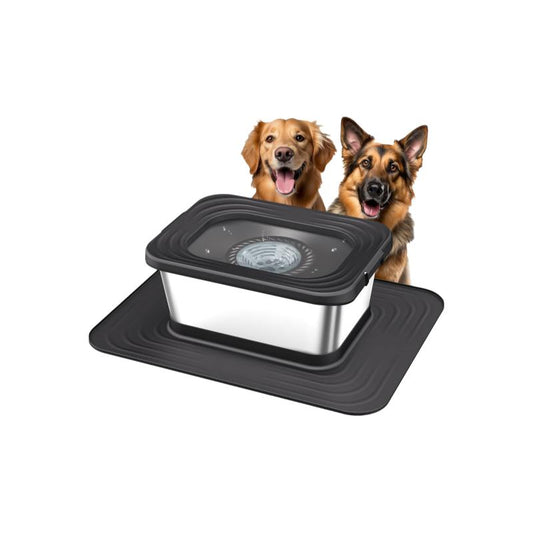 Revolutionary 10L Stainless Steel Dog Water Bowl with No Spill Design and XXL Silicone Mat - Ultimate Solution for Messy Drinkers!