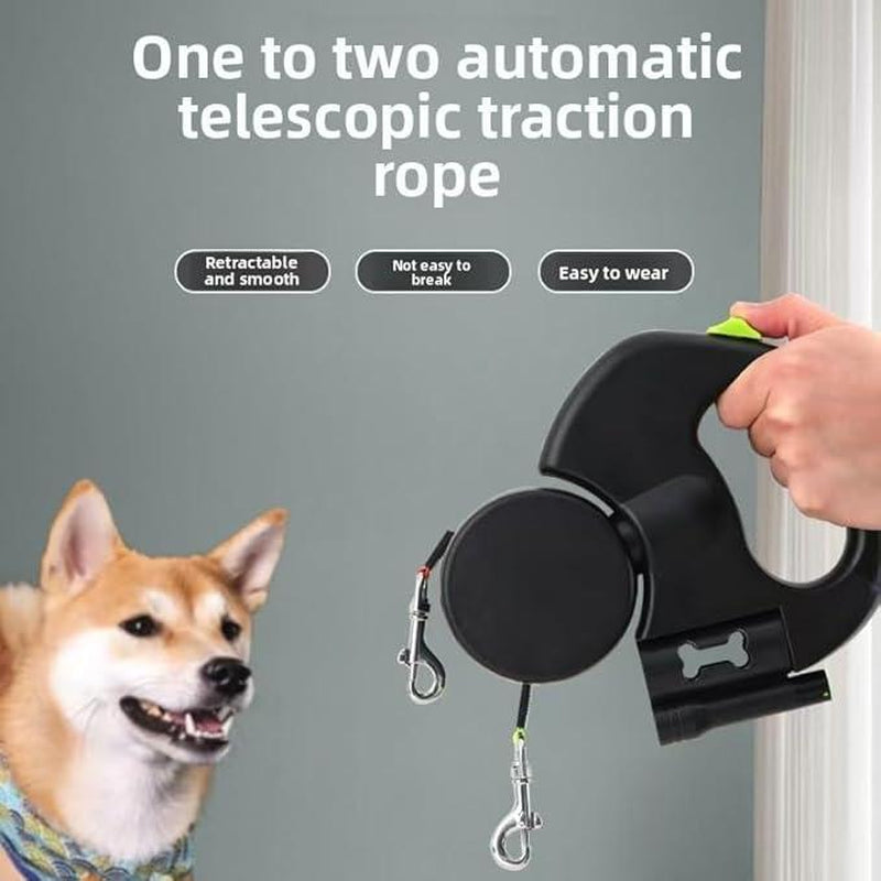 Unlock the Adventure: Tangle-Free Dual Dog Leash with 360° Swivel Head for 2 Happy Small to Medium Dogs – 10Ft Retractable Design with Lightweight, Anti-Wear Handle - Essential Puppy Accessories!