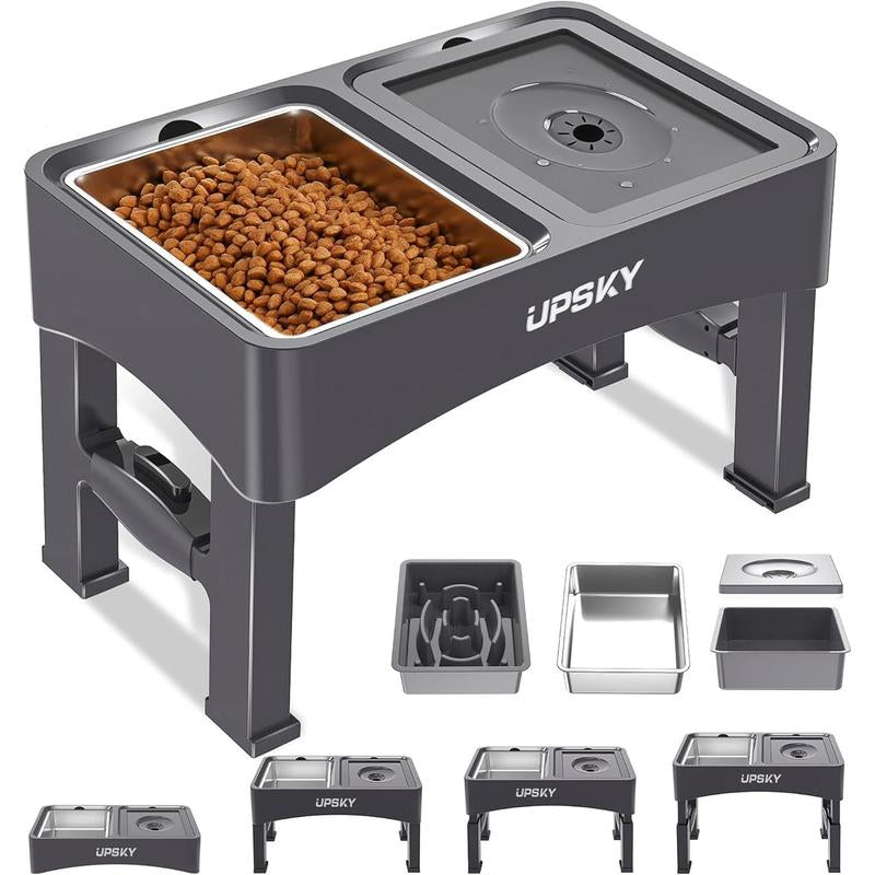 Elevate Your Pet's Dining Experience: 2025 2-In-1 Adjustable Dog Bowls with Slow Feeder & No-Spill Design for Small to Medium Dogs