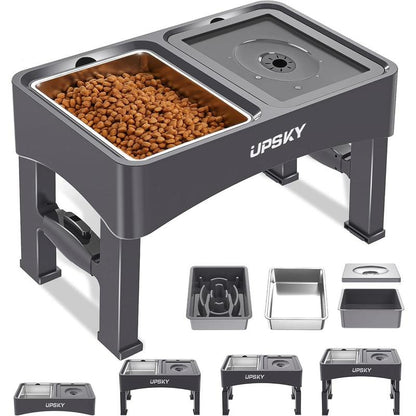 Elevate Your Pet's Dining Experience: 2025 2-In-1 Adjustable Dog Bowls with Slow Feeder & No-Spill Design for Small to Medium Dogs