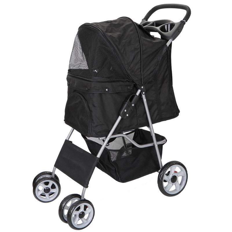 Elevate Your Pet's Adventure with the Stylish Segawe Foldable Dog Stroller - Black Travel Carriage & Detachable Carrier Cart