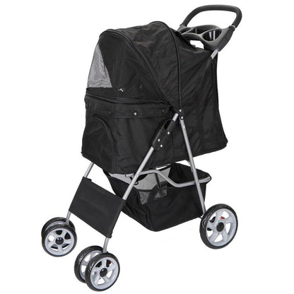 Elevate Your Pet's Adventure with the Stylish Segawe Foldable Dog Stroller - Black Travel Carriage & Detachable Carrier Cart