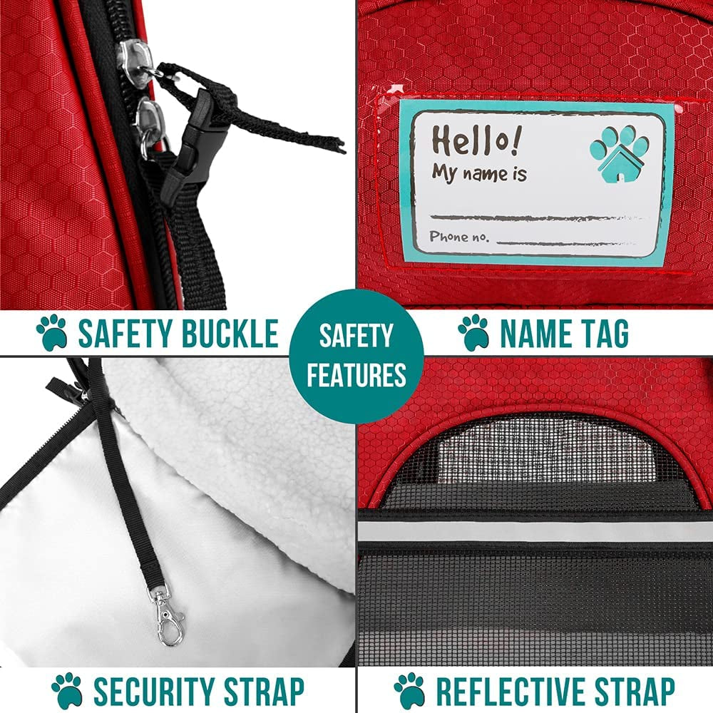 Airline Approved Soft Sided Pet Carrier for Cats & Small Dogs - Comfortable, Ventilated Travel Bag in Red for Kittens & Puppies