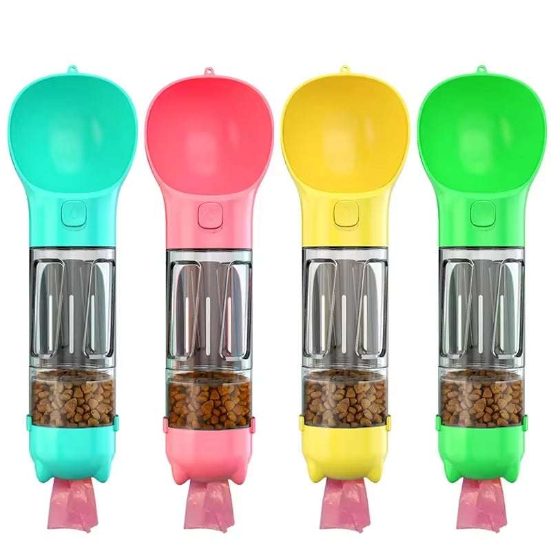 The Ultimate 3-in-1 Portable Pet Hydration & Snack Solution - Leak-Proof Water Bottle with Poop Dispenser for Dogs and Cats!