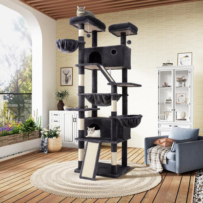 Transform Your Cat's World: SHA CERLIN 81" Luxury Multi-Level Cat Tree Tower with Cozy Perches, Hammock & Durable Sisal Scratching Posts – The Ultimate Indoor Playground for Happy Felines!