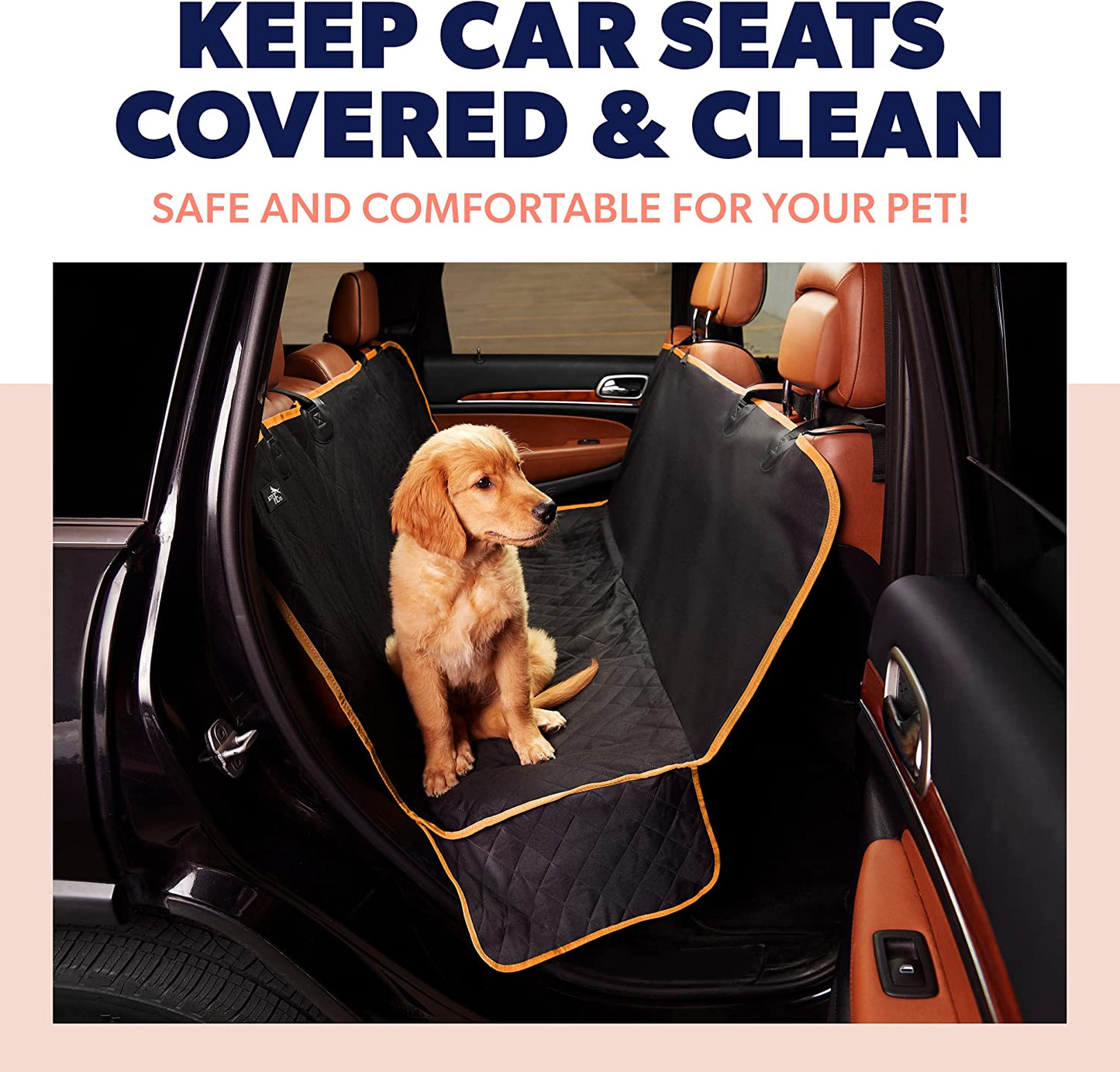 Ultimate Dog Car Seat Cover - Waterproof Pet Hammock Protector for Back Seat, Durable Nonslip Design in Vibrant Orange, Fits SUVs and Trucks