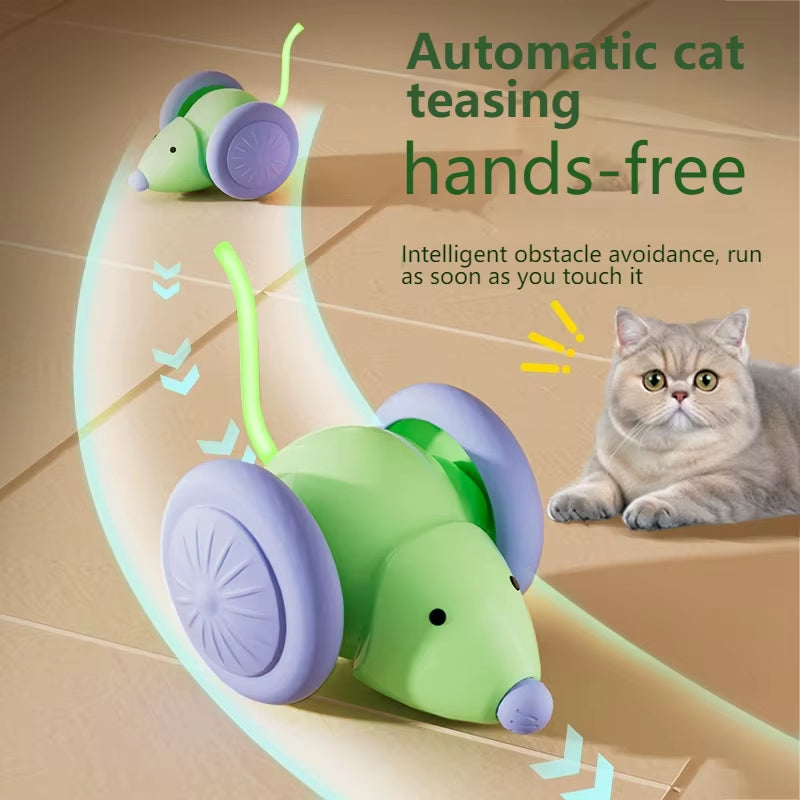 Exciting Interactive Electric Mouse Cat Toy - Silent Automatic Teaser with Smart Obstacle Navigation for Endless Fun