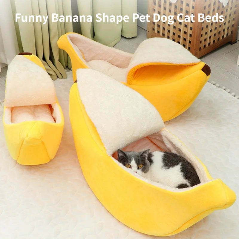 Delight Your Furry Friend with the Cozy Banana Cat Bed - A Fun and Colorful Retreat for Cats and Small Dogs