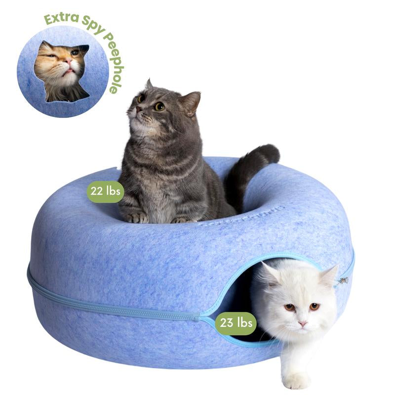 CATTASAURUS Peekaboo Cat Cave: The Ultimate Cozy Retreat for Large Cats with Scratch-Resistant Tunnel and Washable Comfort