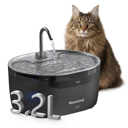 Upgrade Your Cat's Hydration with the Geoorood 3.2L Stainless Steel Water Fountain - Whisper-Quiet, Dual-Mode Design & LED Alerts for Optimal Refreshment!