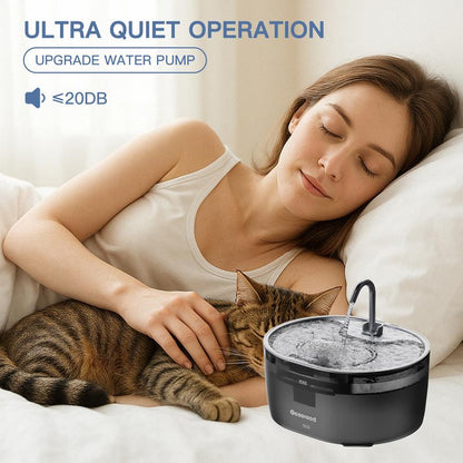 Upgrade Your Cat's Hydration with the Geoorood 3.2L Stainless Steel Water Fountain - Whisper-Quiet, Dual-Mode Design & LED Alerts for Optimal Refreshment!