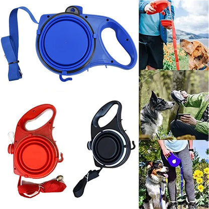 Ultimate 4-in-1 Multifunctional Pet Dog Leash with Built-in Water Bowl and Waste Bag Dispenser – Perfect for Outdoor Adventures!