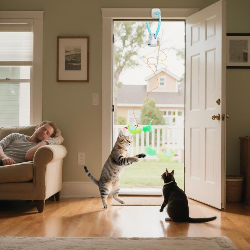 Exciting Automatic Electric Flying Bird Feather Wand Toy - Perfect Indoor Enrichment for Kittens & Adult Cats!