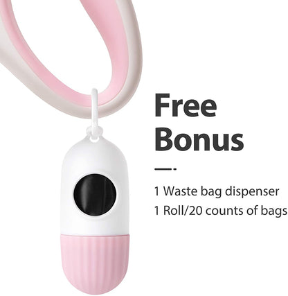 Premium 10ft Retractable Dog Leash with Poop Bag Dispenser - Ideal for X-Small Dogs and Cats Up to 18 lbs - Comfort Grip Handle, Tangle-Free Design & Reflective Safety Features