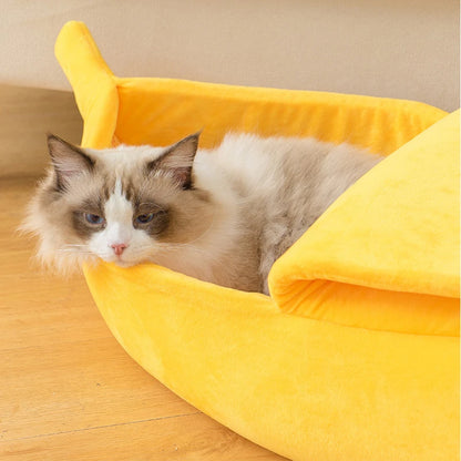 Delight Your Furry Friend with the Cozy Banana Cat Bed - A Fun and Colorful Retreat for Cats and Small Dogs