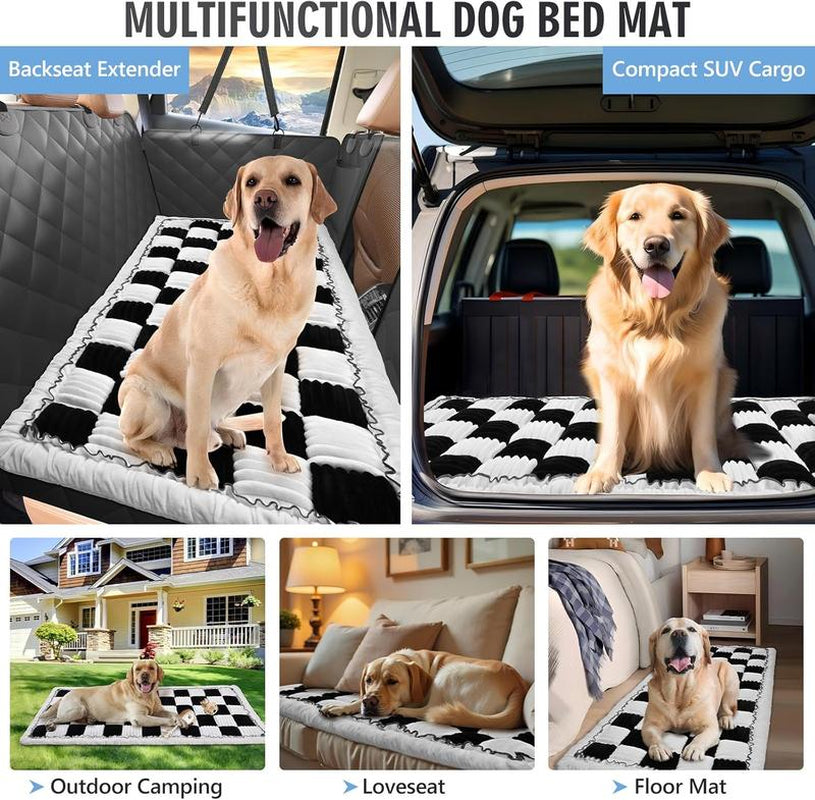 Ultimate Comfort for Your Furry Friend: Non-Slip Plaid Pet Bed Mat Perfect for Car Backseat Travel!