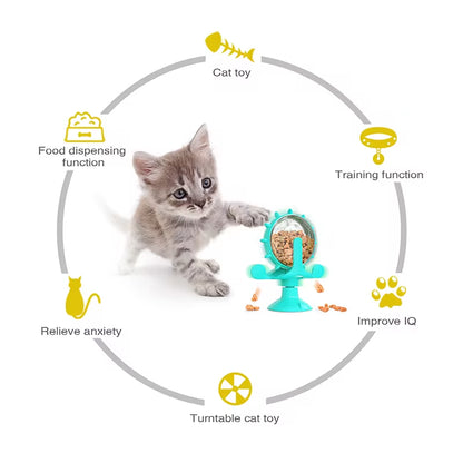 Engaging IQ-Boosting Treat Dispenser Toy for Cats & Small Dogs - Fun Rotatable Slow Feeder for Hours of Play!