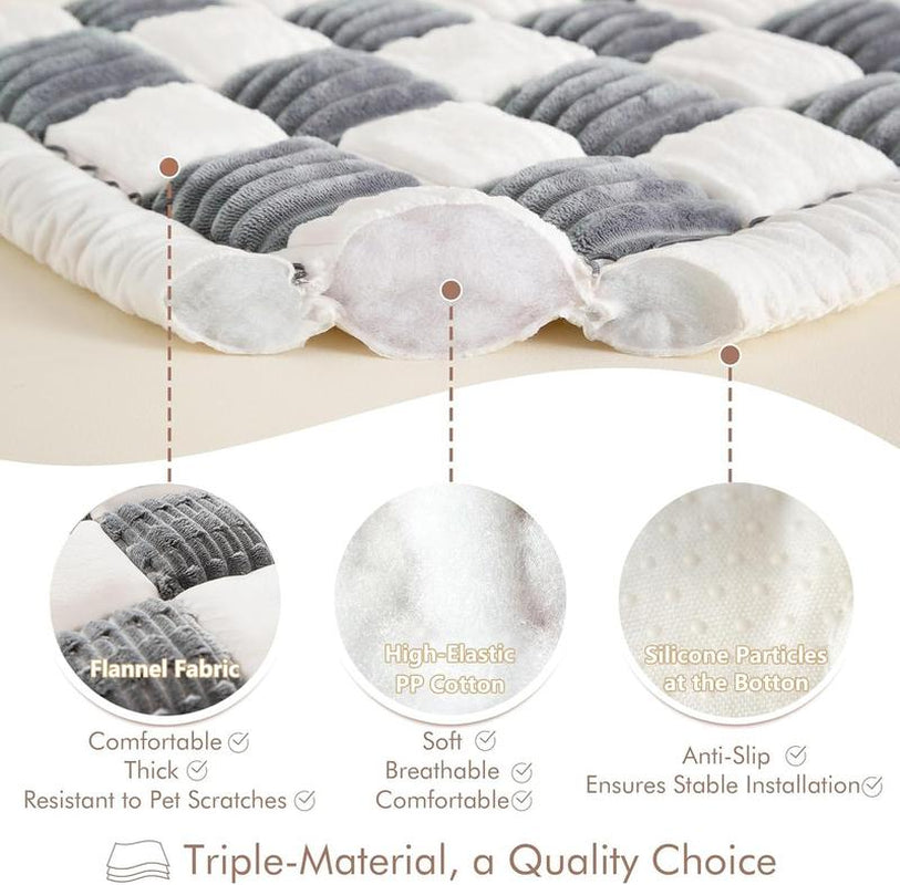 Ultimate Comfort for Your Furry Friend: Non-Slip Plaid Pet Bed Mat Perfect for Car Backseat Travel!