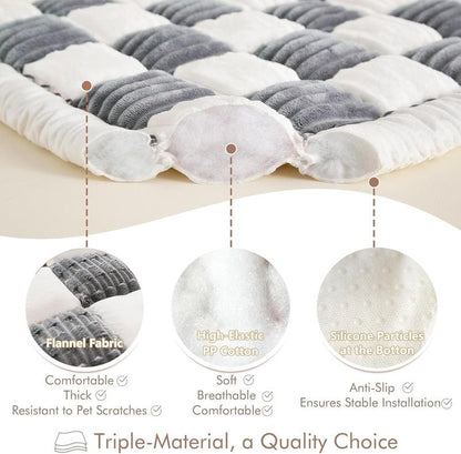 Ultimate Comfort for Your Furry Friend: Non-Slip Plaid Pet Bed Mat Perfect for Car Backseat Travel!