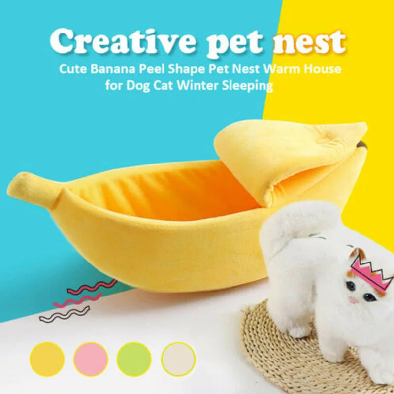 Delight Your Furry Friend with the Cozy Banana Cat Bed - A Fun and Colorful Retreat for Cats and Small Dogs