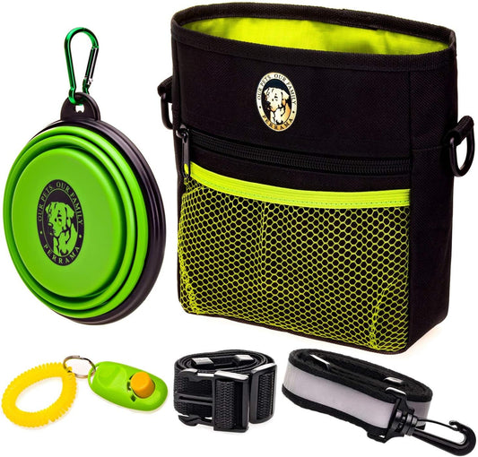 Ultimate Dog Treat Pouch - Premium Training Bag with Clicker, Collapsible Bowl, and Adjustable Reflective Straps for Obedience and Agility Training