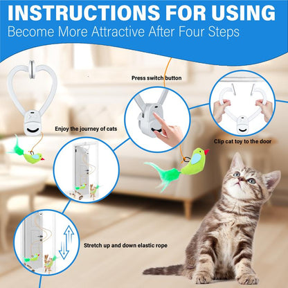 Exciting Automatic Electric Flying Bird Feather Wand Toy - Perfect Indoor Enrichment for Kittens & Adult Cats!