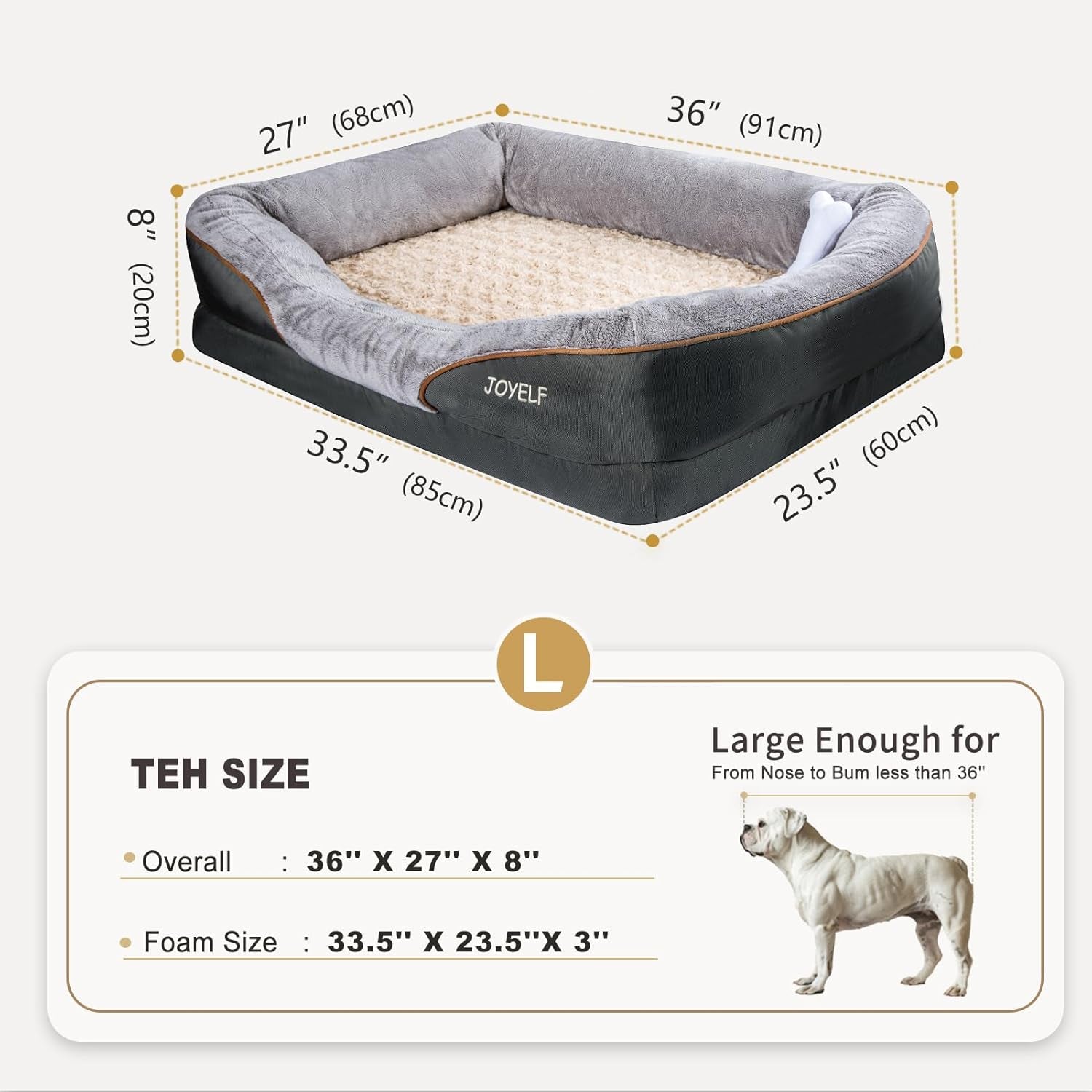 Pamper Your Pup: Luxurious Large Memory Foam Orthopedic Dog Bed with Removable Washable Cover & Bonus Squeaker Toy!