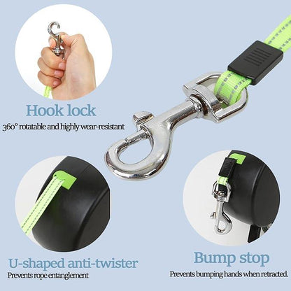 Unlock the Adventure: Tangle-Free Dual Dog Leash with 360° Swivel Head for 2 Happy Small to Medium Dogs – 10Ft Retractable Design with Lightweight, Anti-Wear Handle - Essential Puppy Accessories!