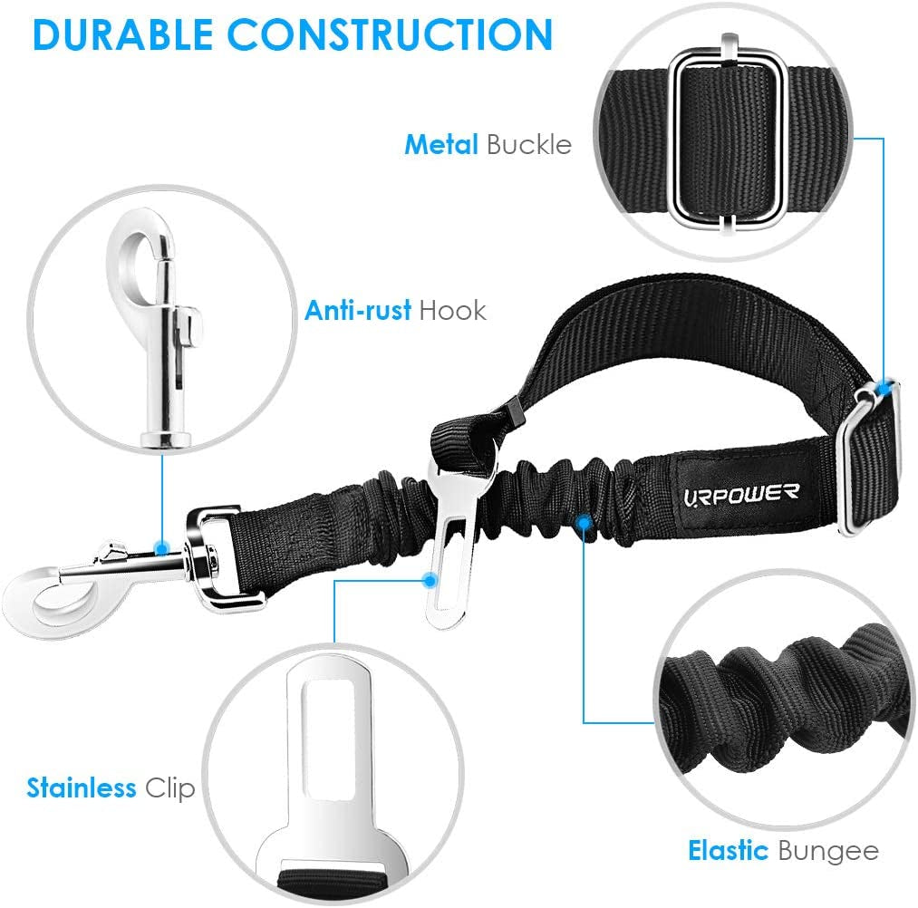 Ultimate Pet Safety with 2 Pack Adjustable Dog Seat Belts - Heavy Duty Retractable Car Harness for a Secure and Comfortable Travel Experience!