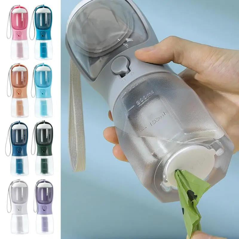 Ultimate 3-In-1 Pet Travel Companion: Water Bottle, Food Cup & Poop Bag Holder!
