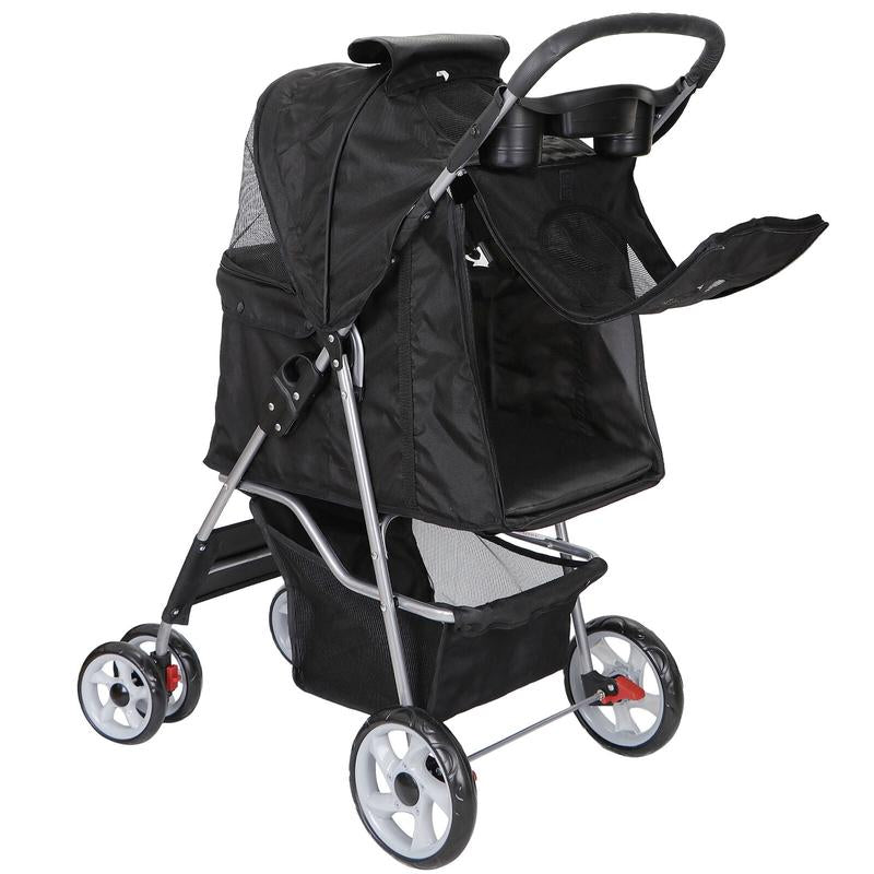 Elevate Your Pet's Adventure with the Stylish Segawe Foldable Dog Stroller - Black Travel Carriage & Detachable Carrier Cart
