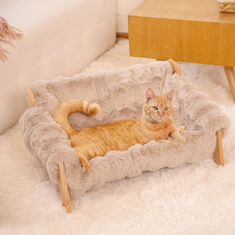 Elevate Your Pet's Comfort with Our Stylish Wooden Cat and Small Dog Lounge Sofa - Removable, Washable Cushion for Indoor Relaxation!