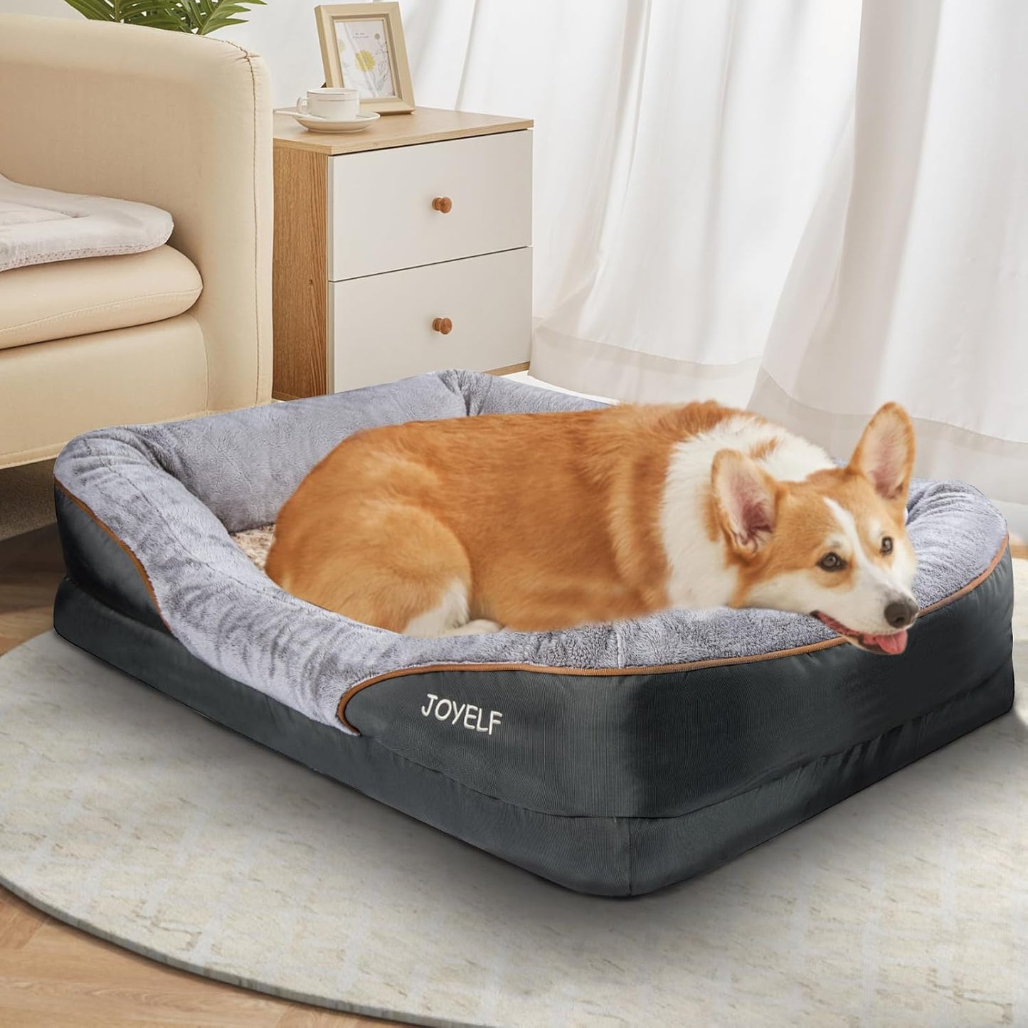 Pamper Your Pup: Luxurious Large Memory Foam Orthopedic Dog Bed with Removable Washable Cover & Bonus Squeaker Toy!