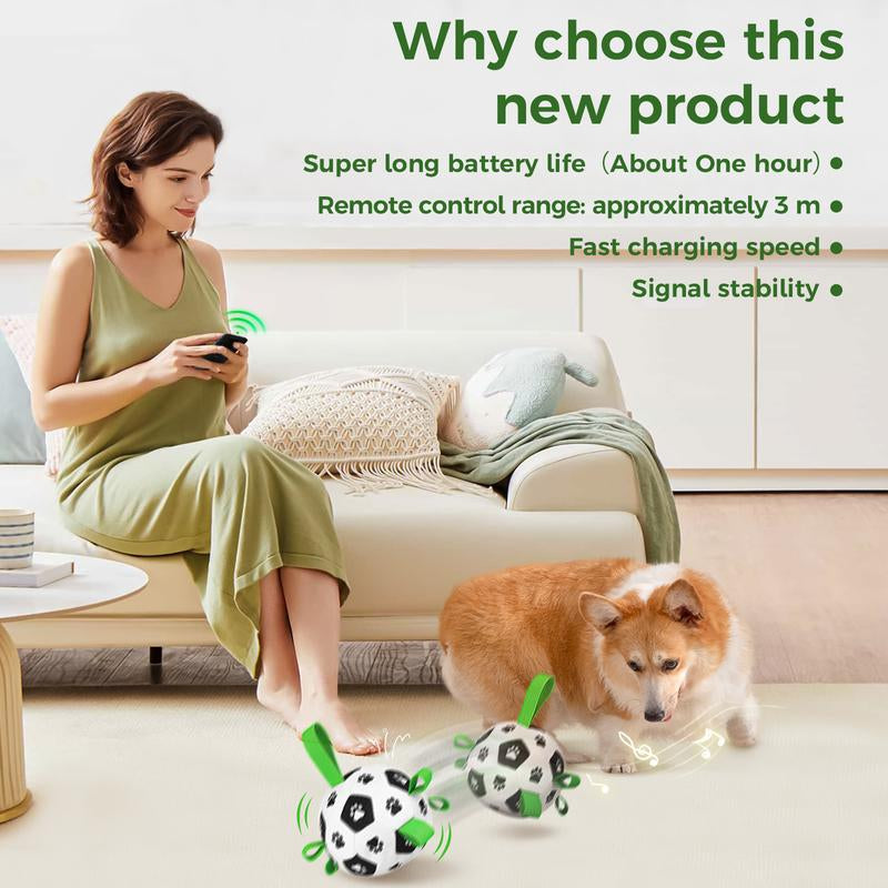 Exciting Interactive Dog Toys - Automatic Jumping Balls with 66 Songs & Voice Recorder, Plush Soccer Ball Cover & 7 Tug Ropes for Ultimate Puppy Playtime!